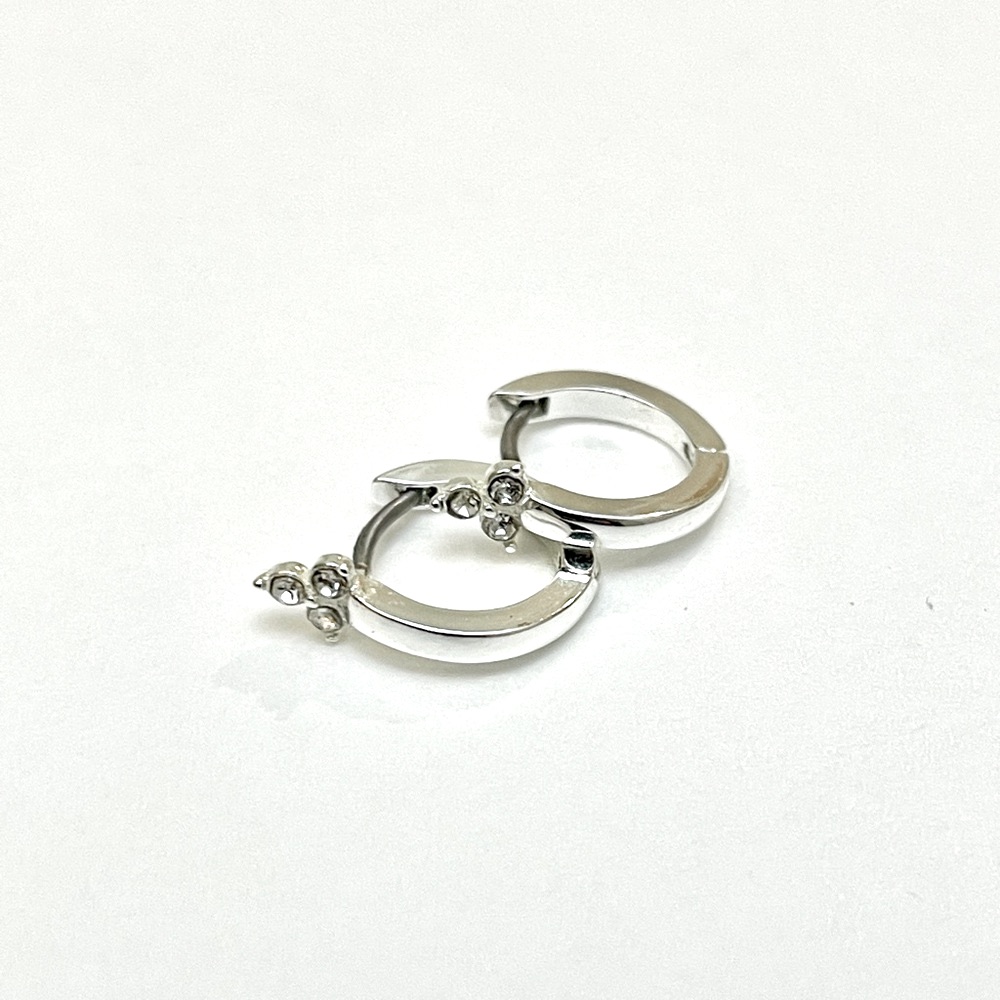 Nwot & Other Stories Silver Trinity Huggie Hoop Earrings